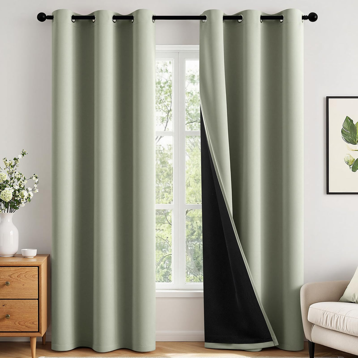 MIULEE Cream 100% Blackout Curtains for Bedroom 40x63 Inch Long