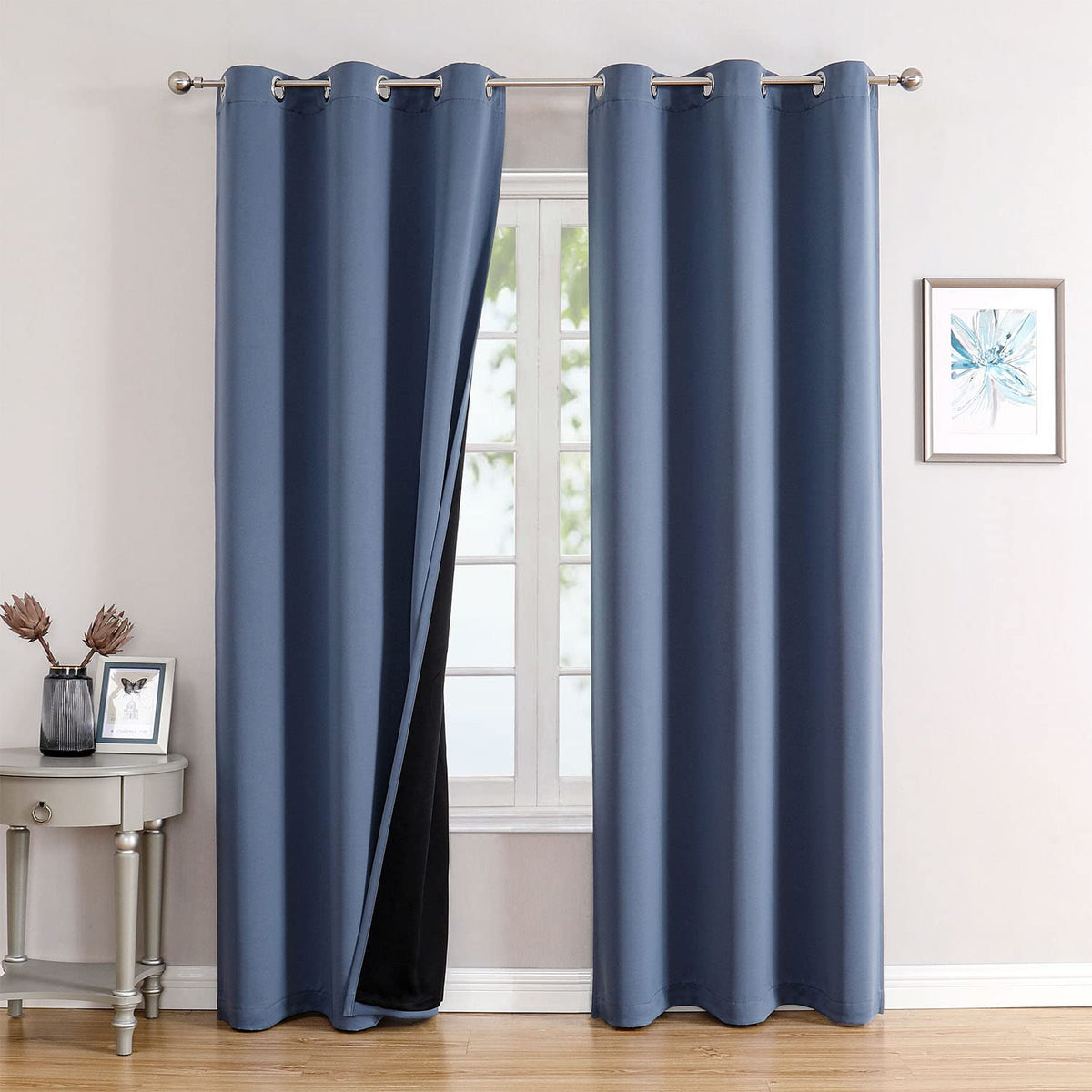 ChrisDowa 100% Blackout Curtains for Bedroom 63 Inch Long with Black Liner