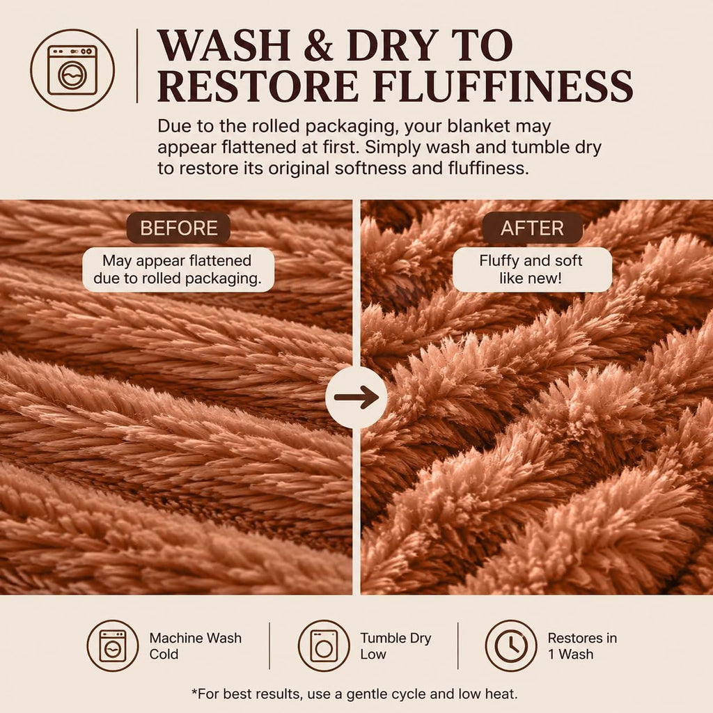 Rust Throw Blanket - Soft & Fluffy Fleece, Cute & Aesthetic, Perfect for Sofa, Couch, Chair, Bed, Living Room & Bedroom, All-Season Use, Plush & Cozy Decorative Blanket