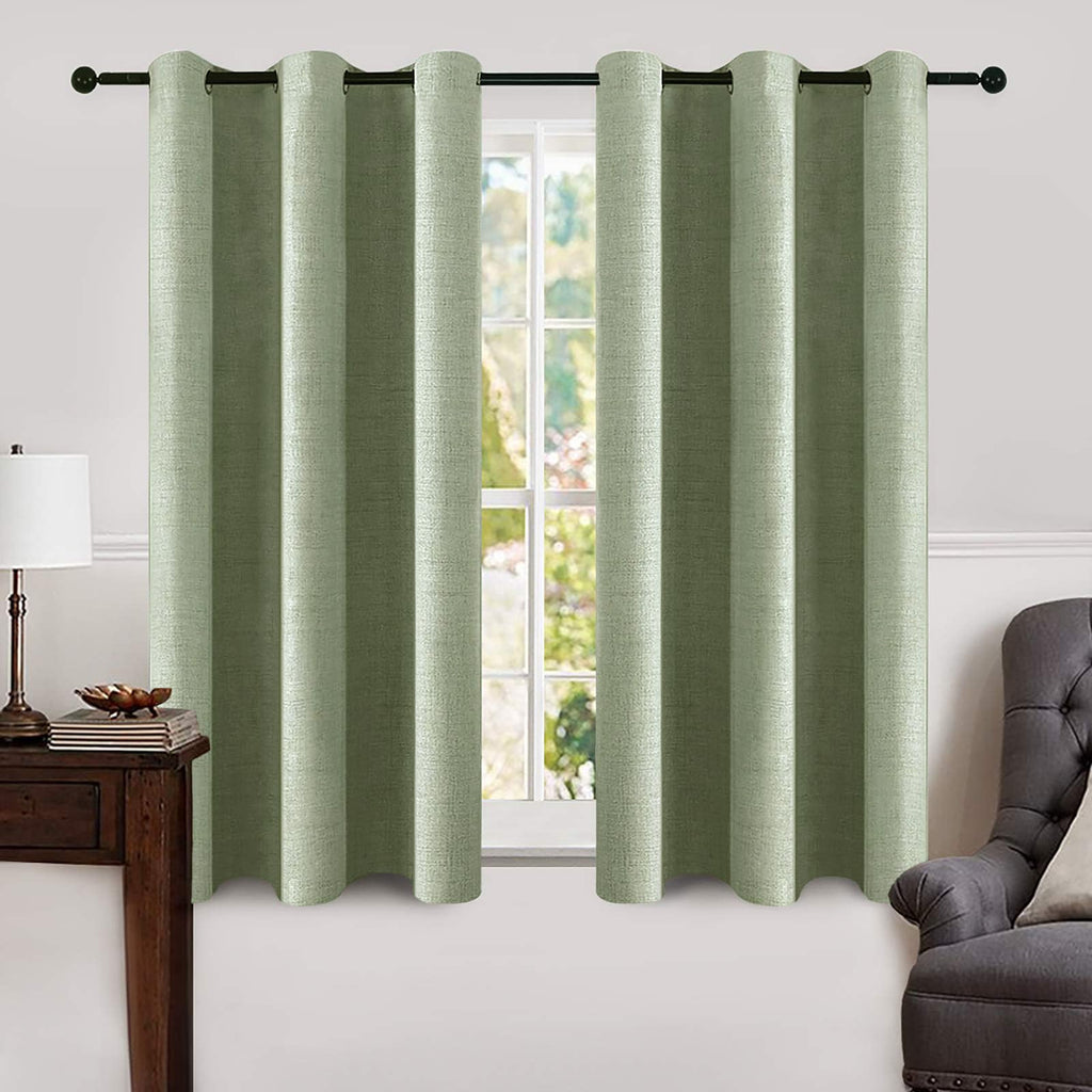 MIULEE 100% Blackout Linen Curtains for Bedroom 52x84 Inches Dusty Blue