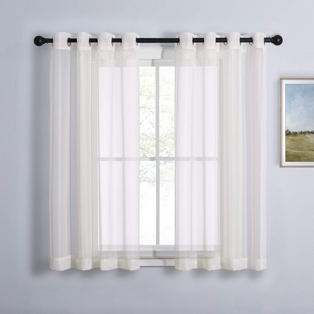 NICETOWN White Sheer Curtains & Drapes 96 inches Long for Living Room - Grommet Top Solid Lightweight & Airy Gauzy Window Treatments with Light Filtering for Bedroom, 2 Panels, W54 x L96
