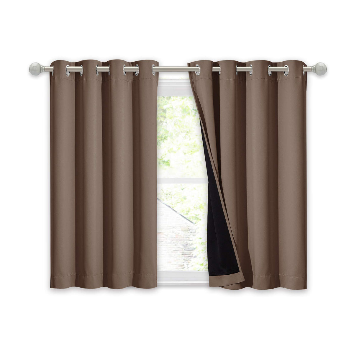 NICETOWN 100% Blackout Curtain 54 inches Long, Double-Deck Completely Blackout Window Treatment Thermal Insulated Lined Drape for Small Window (White, 1 PC, 52 inches Width Each Panel)