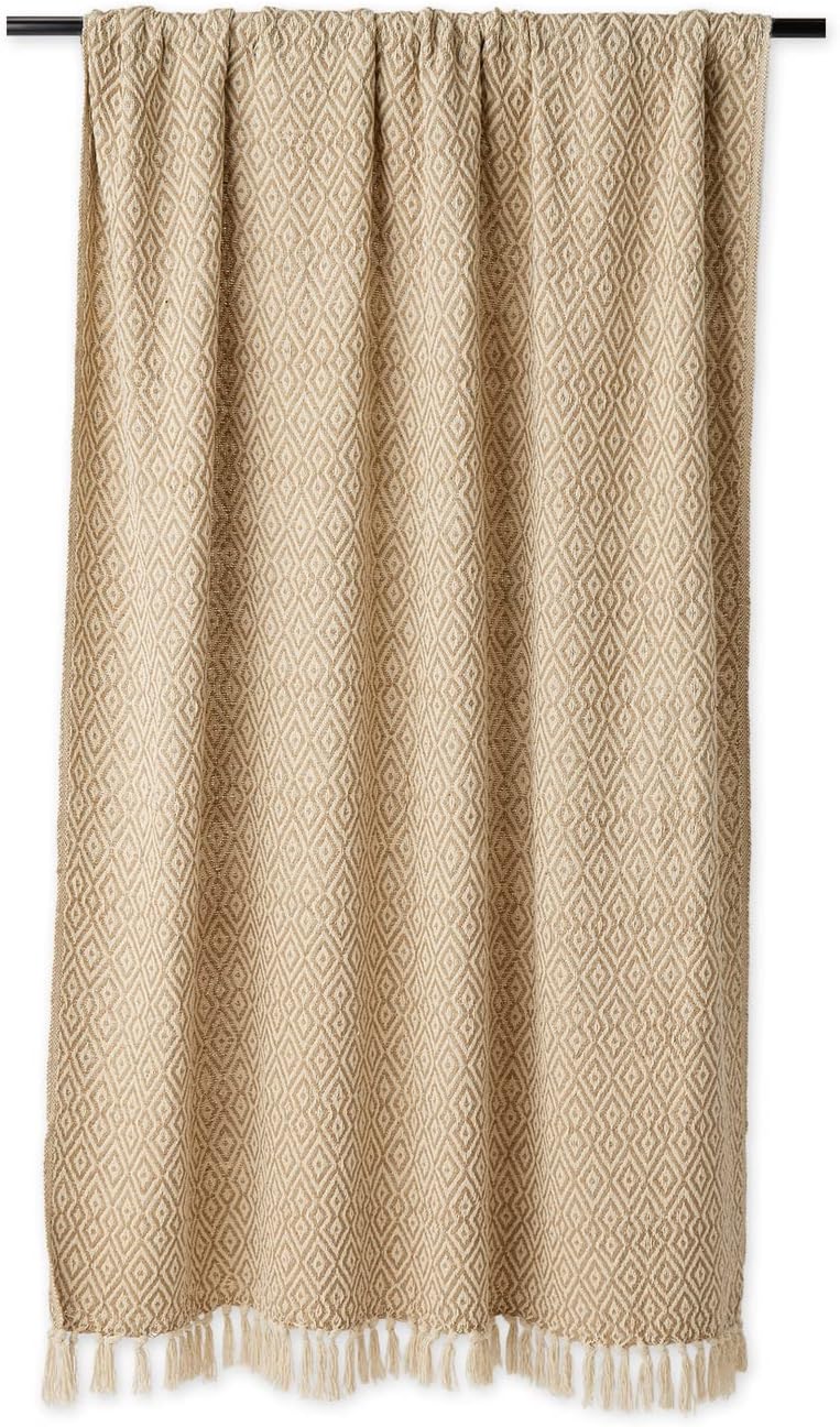 DII Rustic Farmhouse Double Diamond Woven Throw, 50x60, Stone