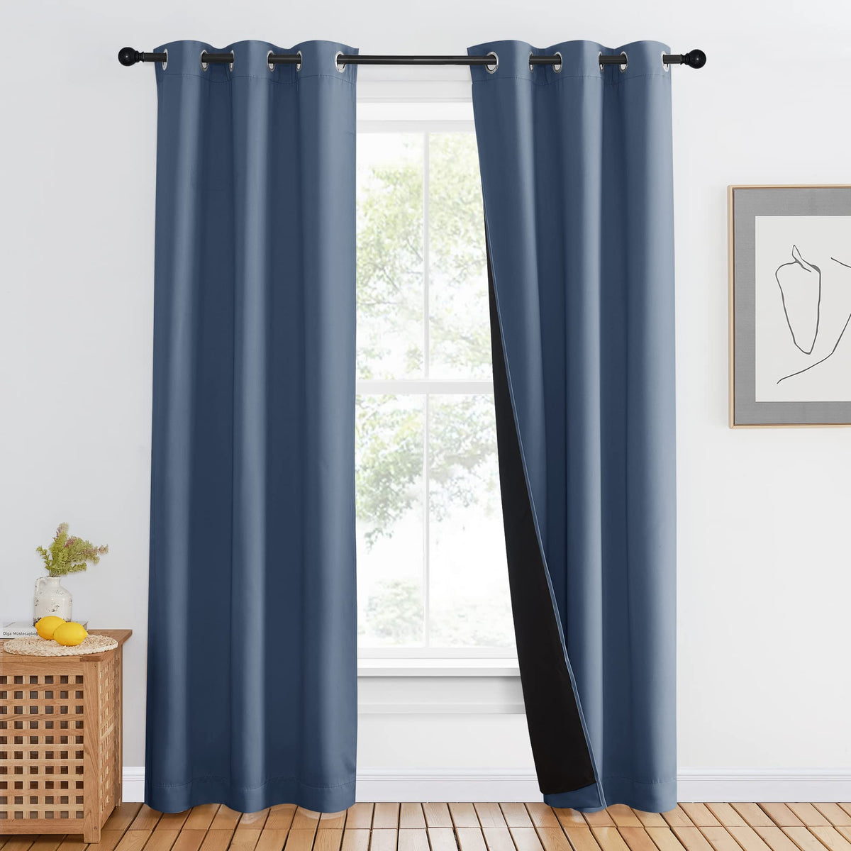 NICETOWN 100% Blackout Curtain 54 inches Long, Double-Deck Completely Blackout Window Treatment Thermal Insulated Lined Drape for Small Window (White, 1 PC, 52 inches Width Each Panel)