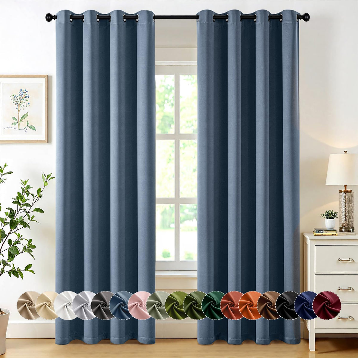 MIULEE Blackout Curtains for Bedroom 2 Panels 40 x 84 Inch Long Black