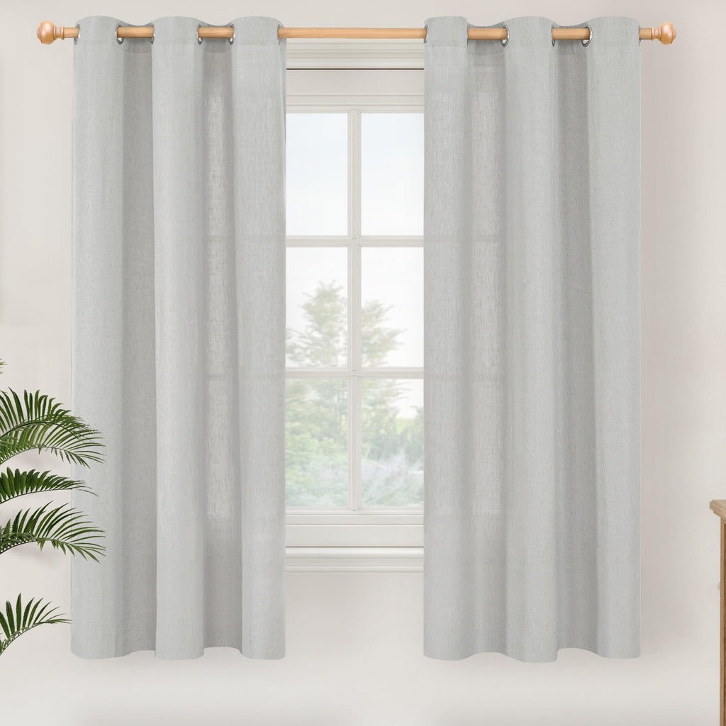 YoungsTex Linen Semi Sheer Curtains 63 Inch Length, Light Filtering Drapes
