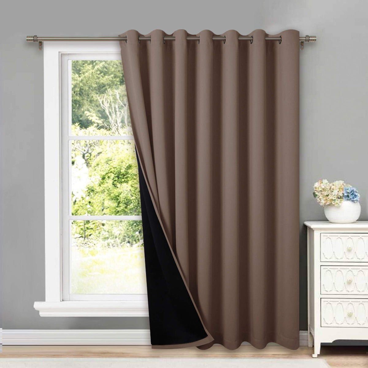 NICETOWN 100% Blackout Curtain 54 inches Long, Double-Deck Completely Blackout Window Treatment Thermal Insulated Lined Drape for Small Window (White, 1 PC, 52 inches Width Each Panel)