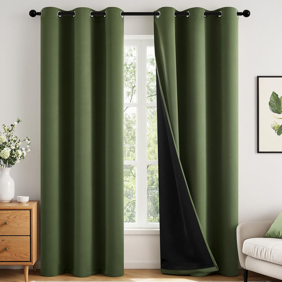 MIULEE Cream 100% Blackout Curtains for Bedroom 40x63 Inch Long