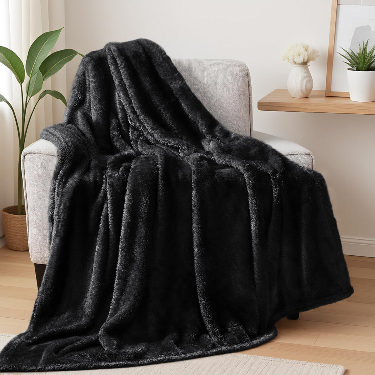 Exclusivo Mezcla Fuzzy Large Fleece Throw Blanket for Couch, Dusty Pink