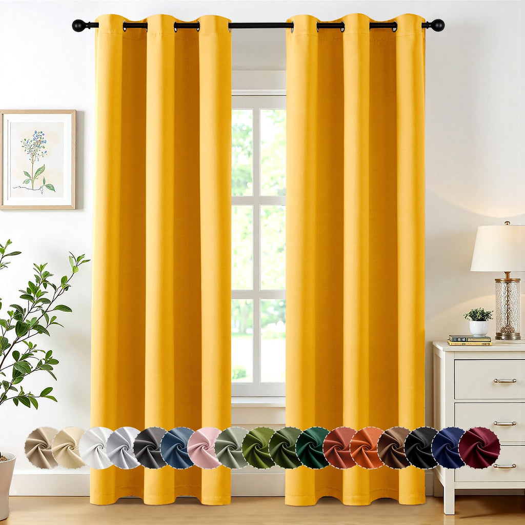 MIULEE Blackout Curtains for Bedroom 2 Panels 40 x 84 Inch Long Black