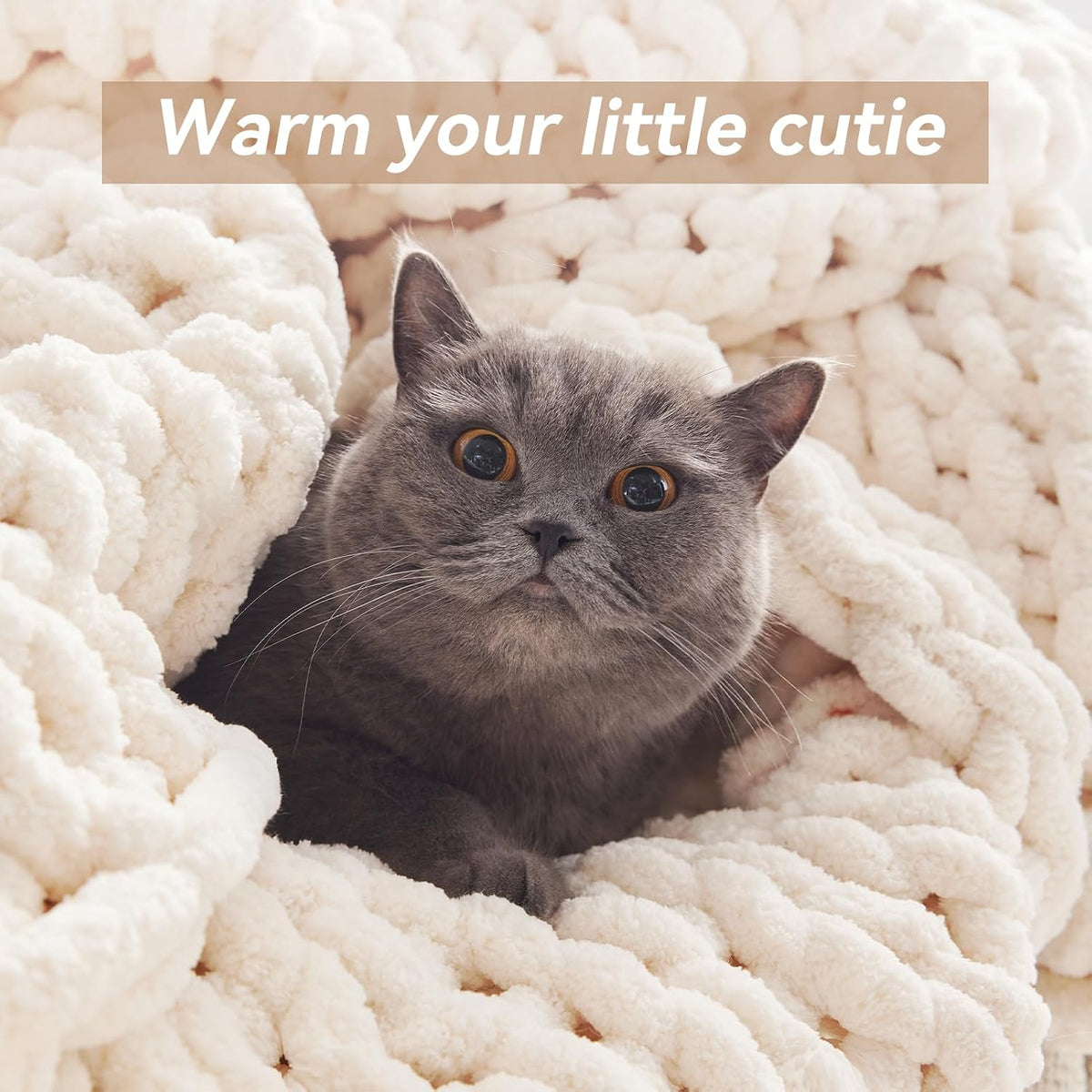 Negwoo Chunky Knit Throw Blanket, Knitted Throw Chenille Yarn, 50"*60"