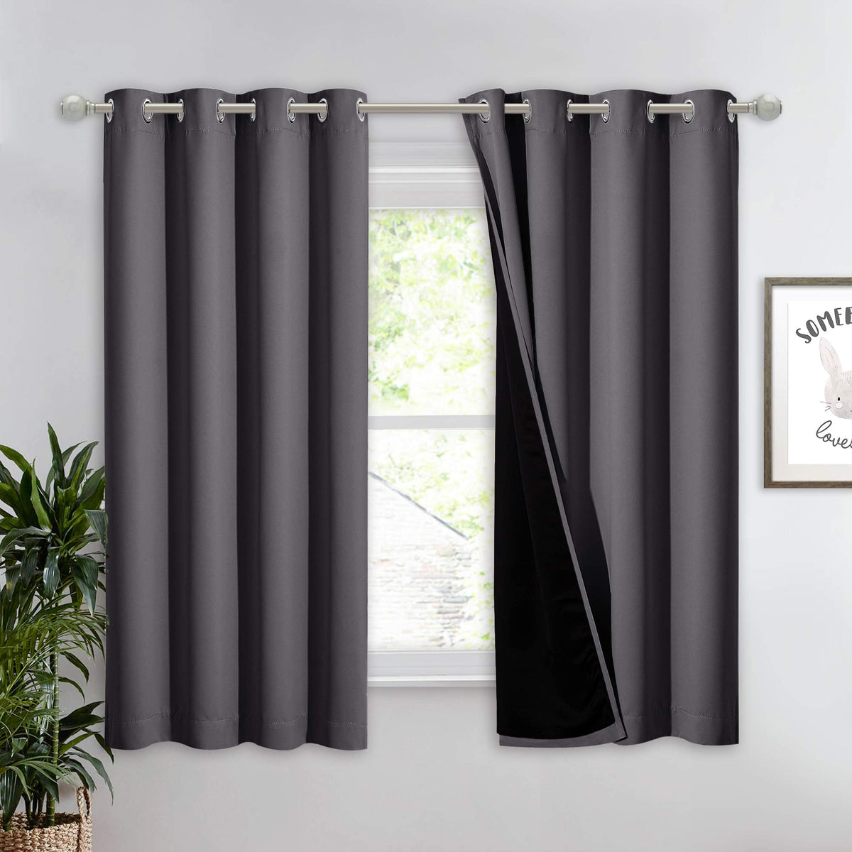 NICETOWN 100% Blackout Curtain 54 inches Long, Double-Deck Completely Blackout Window Treatment Thermal Insulated Lined Drape for Small Window (White, 1 PC, 52 inches Width Each Panel)