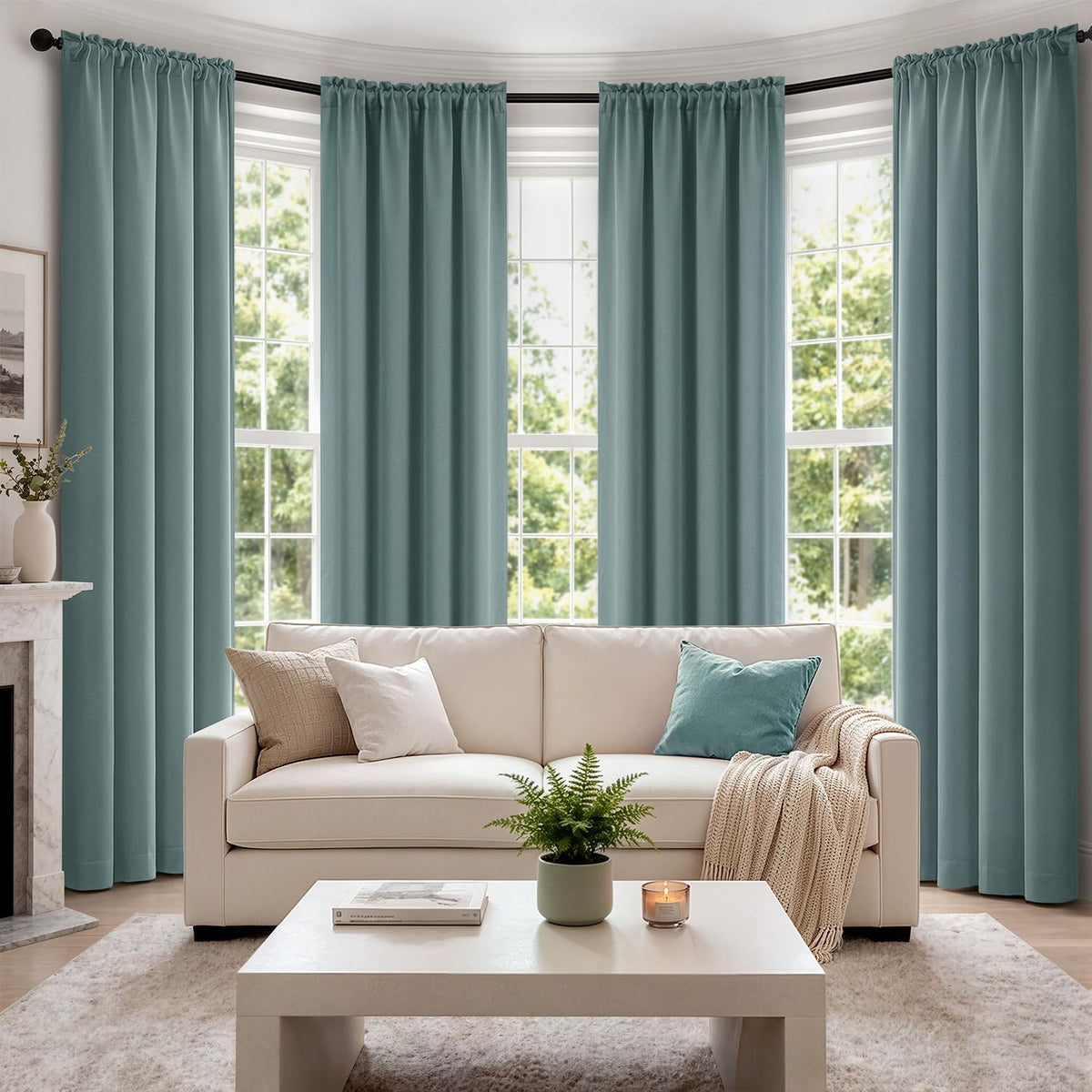 MIULEE Sage Green Blackout Curtains 63 Inch Length for Bedroom 4 Panels