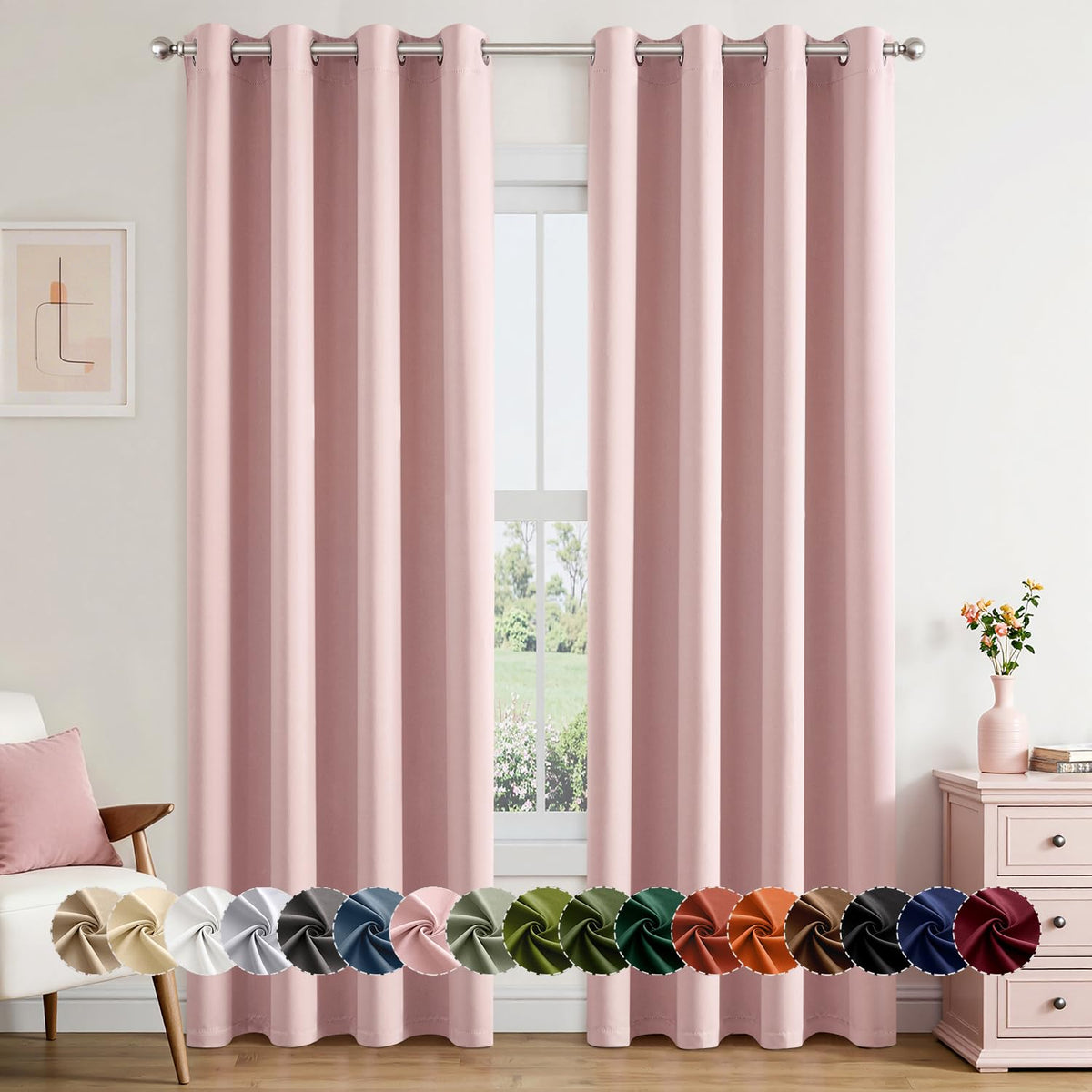 MIULEE Blackout Curtains for Bedroom 2 Panels 40 x 84 Inch Long Black