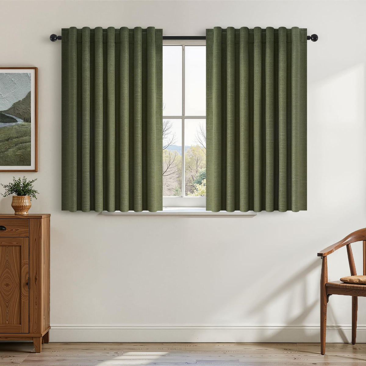 Topfinel Linen Blackout Curtains 96 Inch Long, Boho Farmhouse Ivory Birch Viral Drapes Pinch Pleated Curtains with Hooks for Living Room, Neutral 8 FT Back Tab Bedroom Curtains 52" X 96" 2 Panels