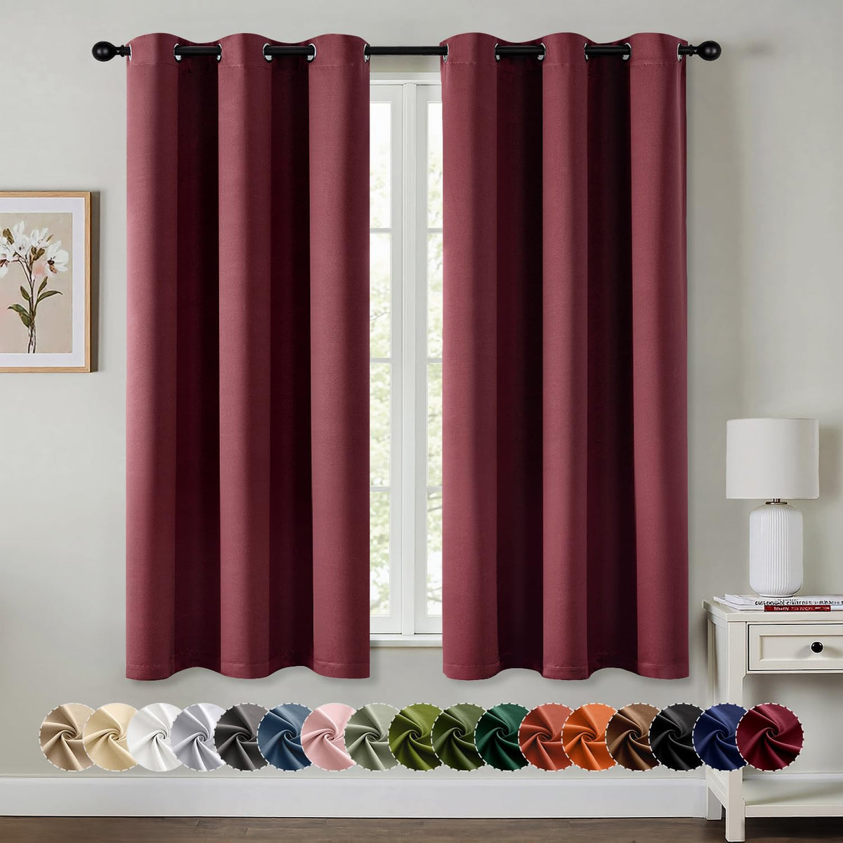 MIULEE Blackout Curtains for Bedroom 2 Panels 40 x 84 Inch Long Black
