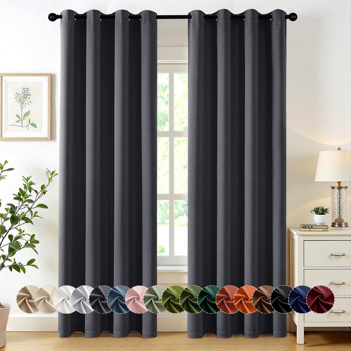 MIULEE Blackout Curtains for Bedroom 2 Panels 40 x 84 Inch Long Black