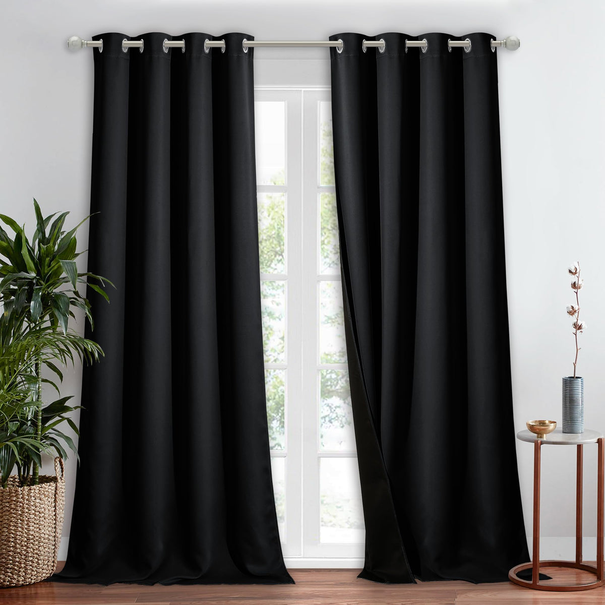 NICETOWN 100% Blackout Curtain 54 inches Long, Double-Deck Completely Blackout Window Treatment Thermal Insulated Lined Drape for Small Window (White, 1 PC, 52 inches Width Each Panel)