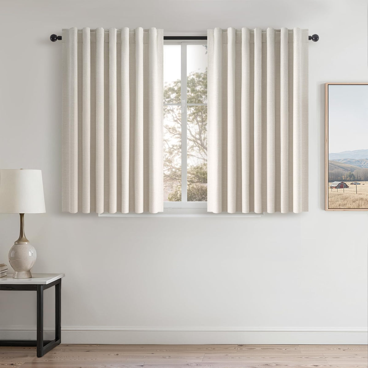 Topfinel Linen Blackout Curtains 96 Inch Long, Boho Farmhouse Ivory Birch Viral Drapes Pinch Pleated Curtains with Hooks for Living Room, Neutral 8 FT Back Tab Bedroom Curtains 52" X 96" 2 Panels