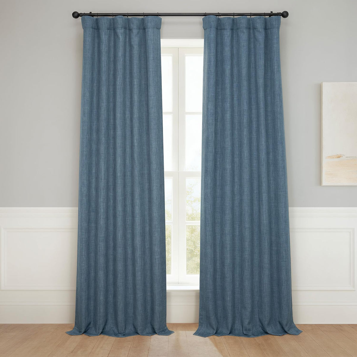 Faux Linen Curtains for Living Room (1 Panel) - 50W X 96L, Birch Taupe