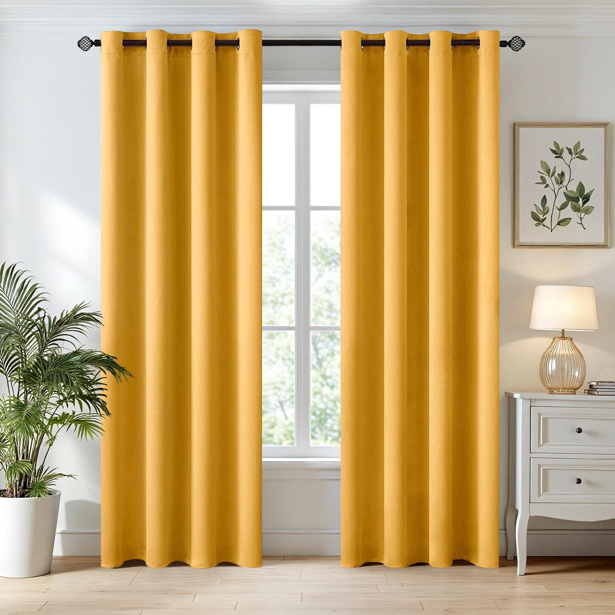 MIULEE Beige Blackout Bedroom Curtains Drapes 84 Inch Long 52"x84"