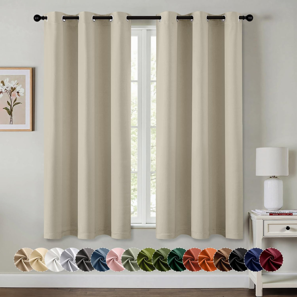 MIULEE Blackout Curtains for Bedroom 2 Panels 40 x 84 Inch Long Black