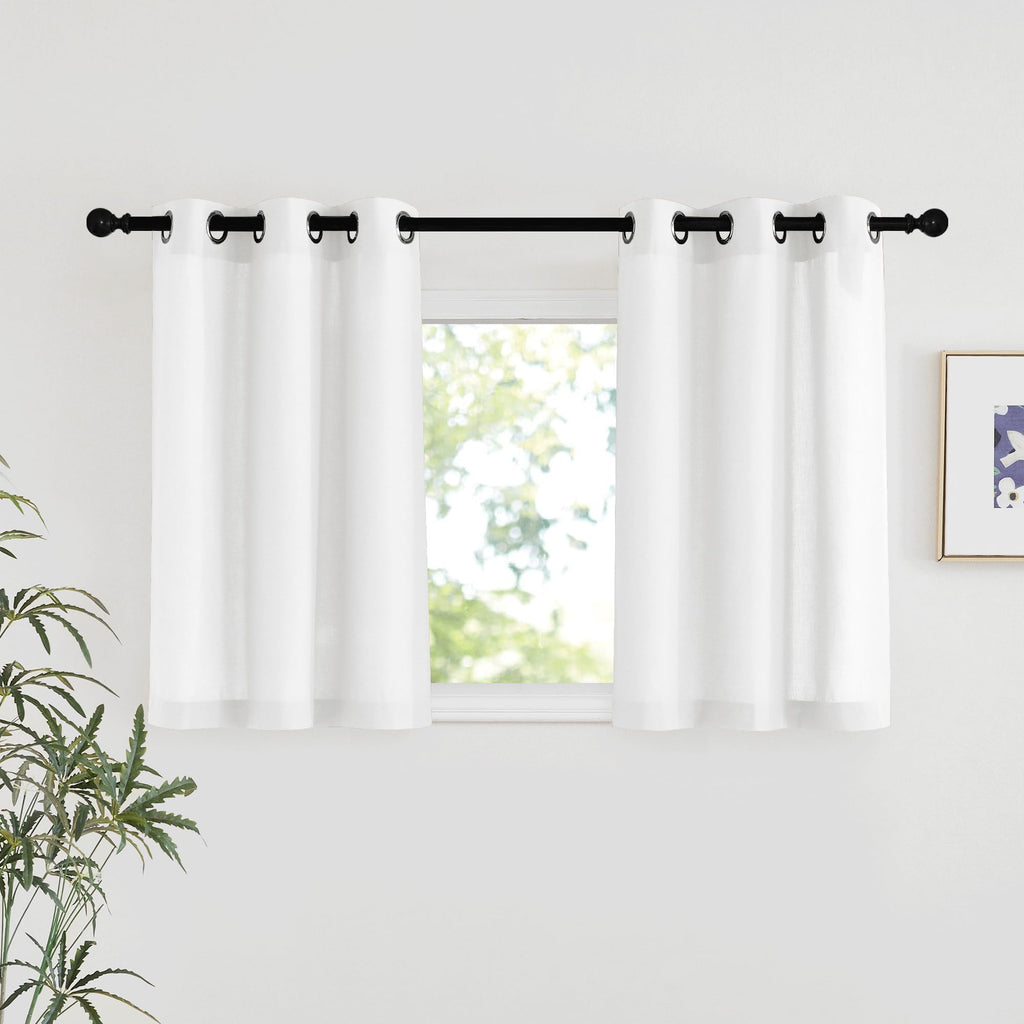 NICETOWN Natural Linen Curtains 84 inch Long 2 Panels Set, Grommet Top Thick Linen Burlap Semi Sheer Vertical Drapes Privacy Assured with Light Filtering for Bedroom/Living Room, W55 x L84