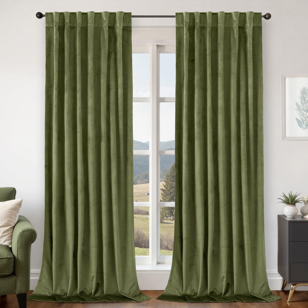 BGment Christmas Red Velvet Curtains 96 Inches for Living Room, Thermal Room Darkening Curtains Sound Reduce Drapes with Back Tab and Rod Pocket for French Door, 2 Panels, 52 x 96 Inch