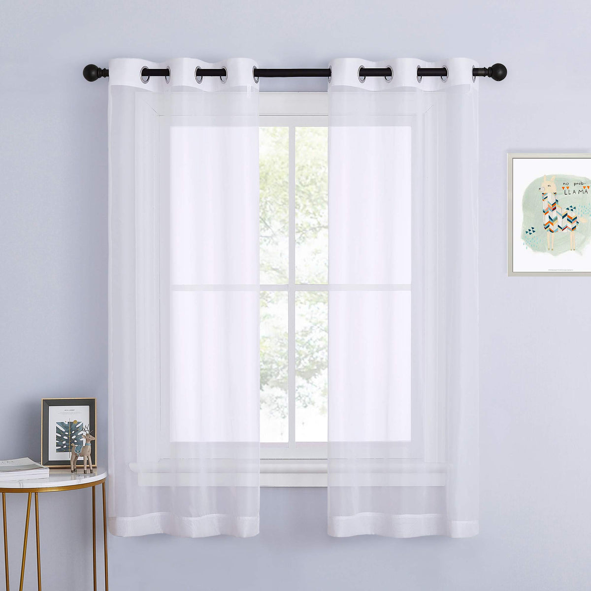 NICETOWN White Sheer Curtains & Drapes 96 inches Long for Living Room - Grommet Top Solid Lightweight & Airy Gauzy Window Treatments with Light Filtering for Bedroom, 2 Panels, W54 x L96