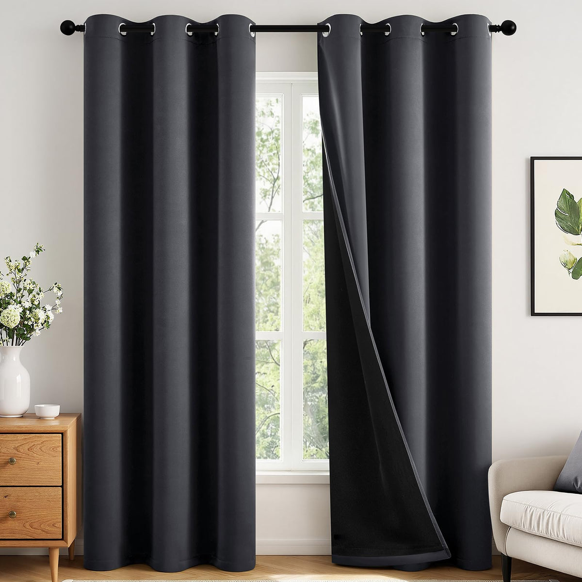 MIULEE Cream 100% Blackout Curtains for Bedroom 40x63 Inch Long