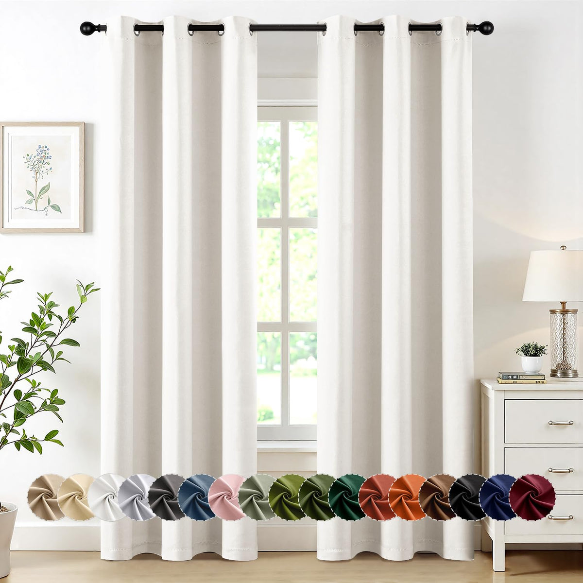 MIULEE Blackout Curtains for Bedroom 2 Panels 40 x 84 Inch Long Black
