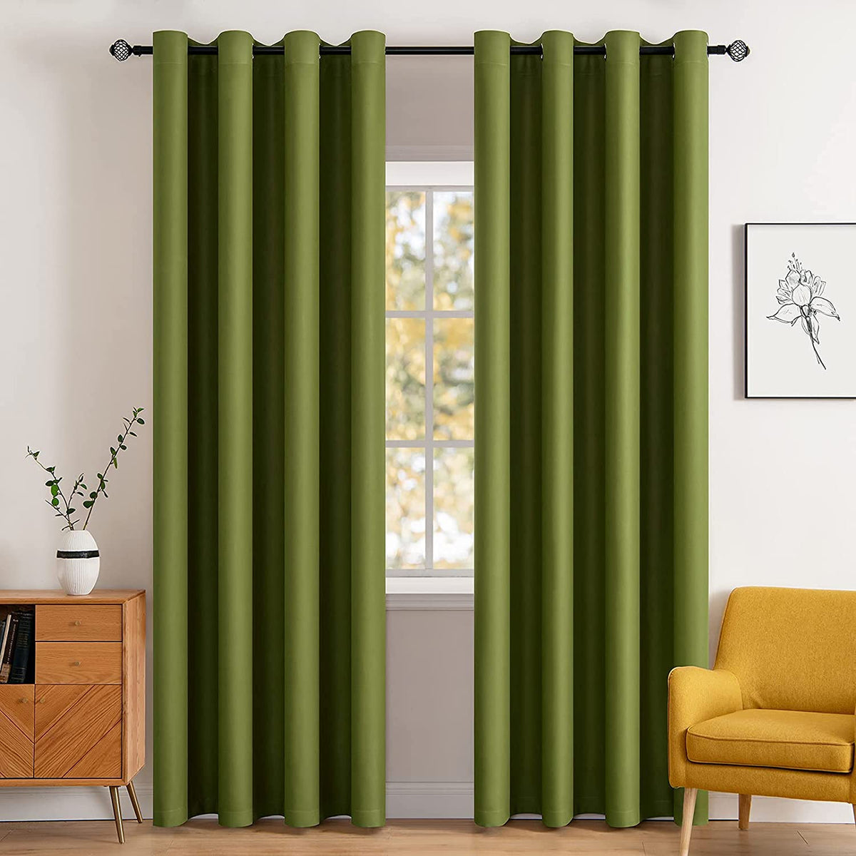MIULEE Beige Blackout Bedroom Curtains Drapes 84 Inch Long 52"x84"