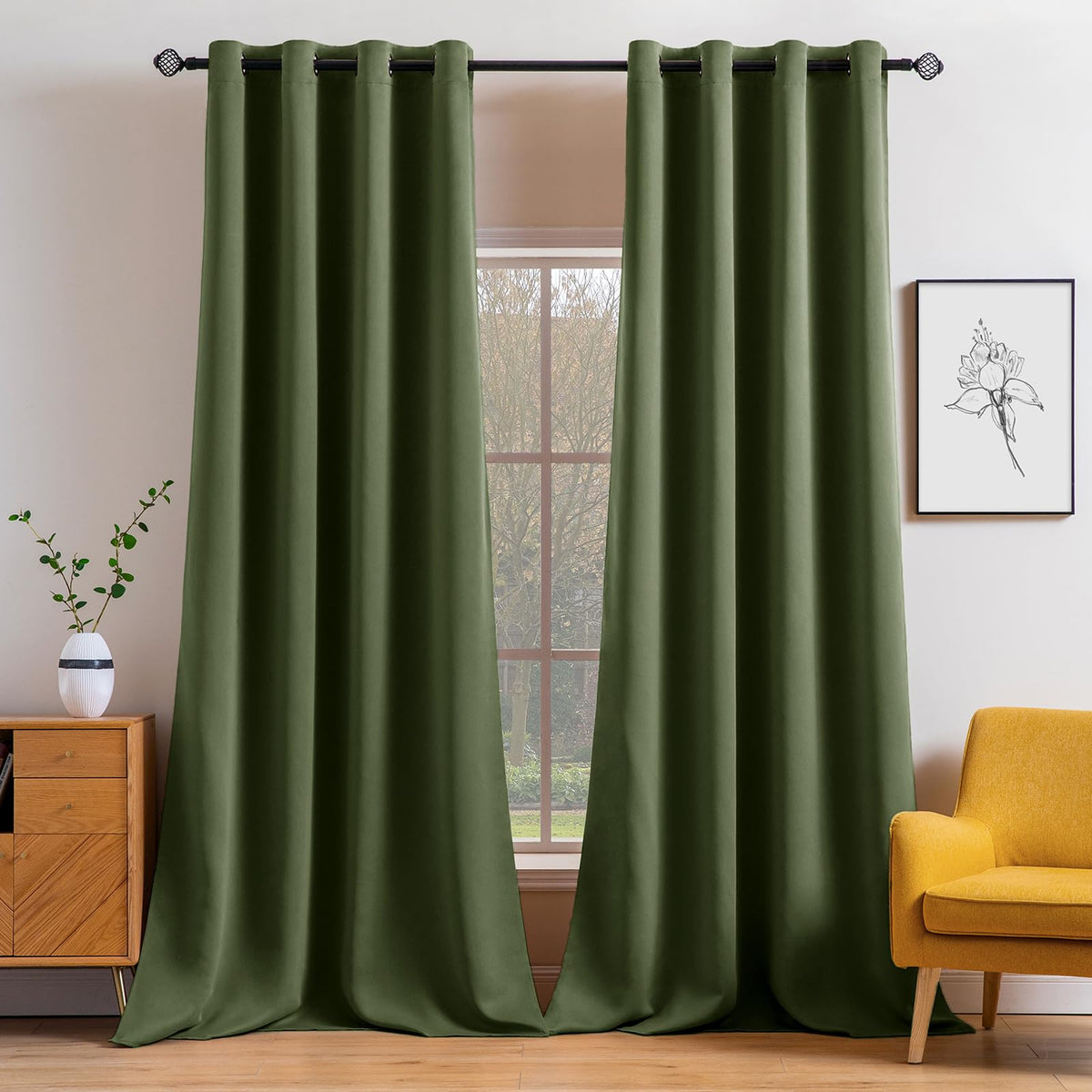 MIULEE Beige Blackout Bedroom Curtains Drapes 84 Inch Long 52"x84"
