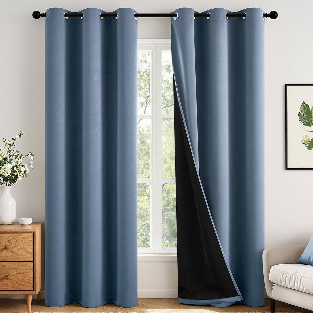 MIULEE Cream 100% Blackout Curtains for Bedroom 40x63 Inch Long