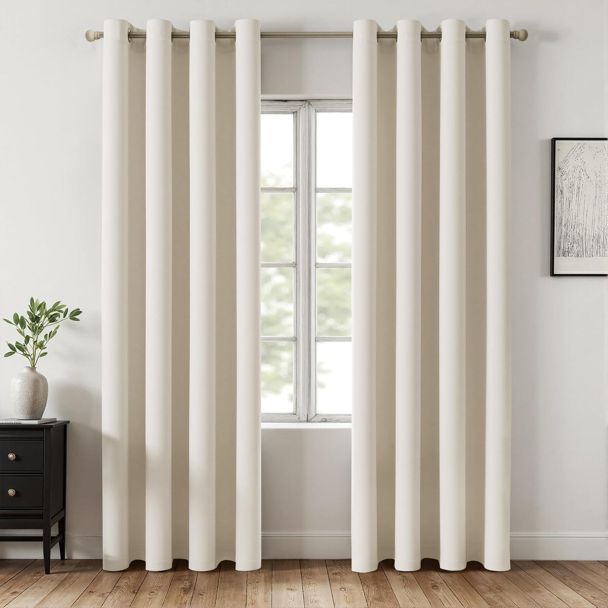 MIULEE Beige Blackout Bedroom Curtains Drapes 84 Inch Long 52"x84"