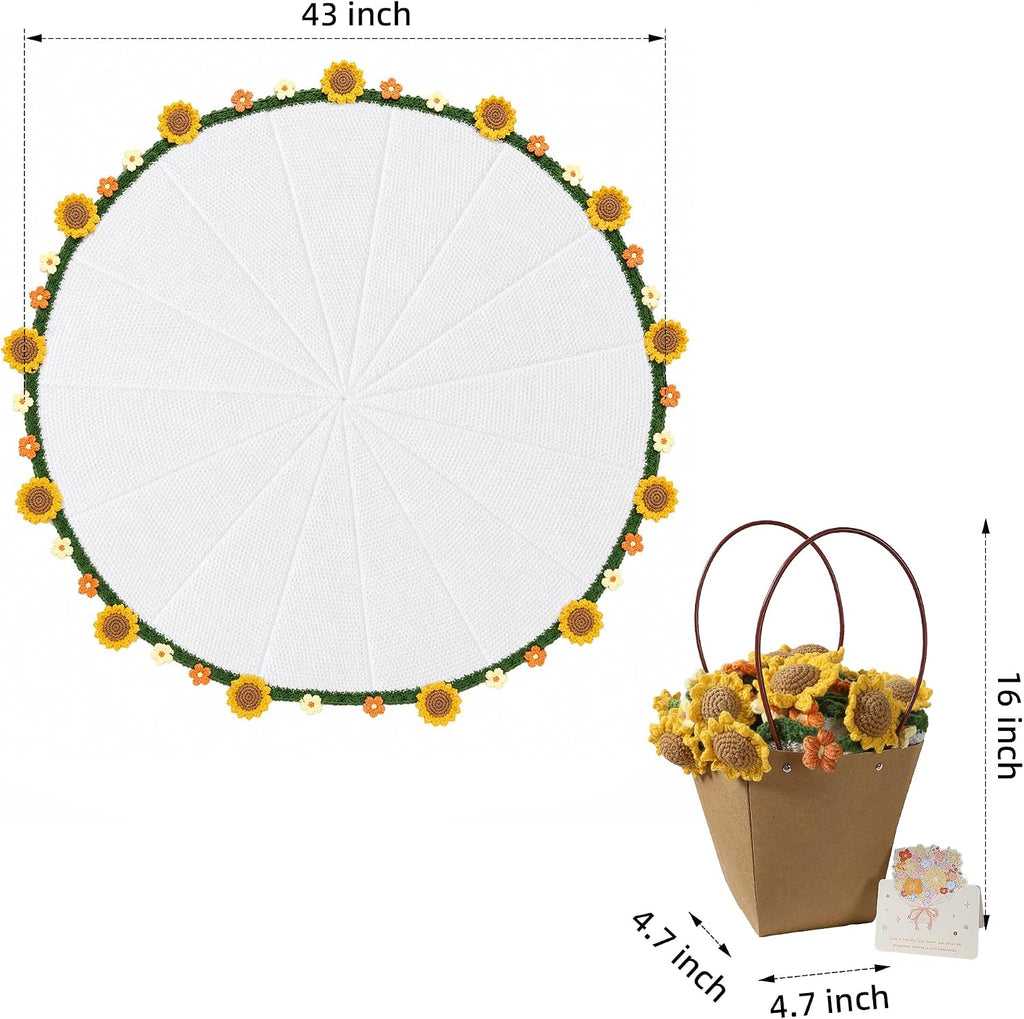 Ivydale 43inch Sunflowers Crochet Blanket Knitted Flower Bouquet Throw