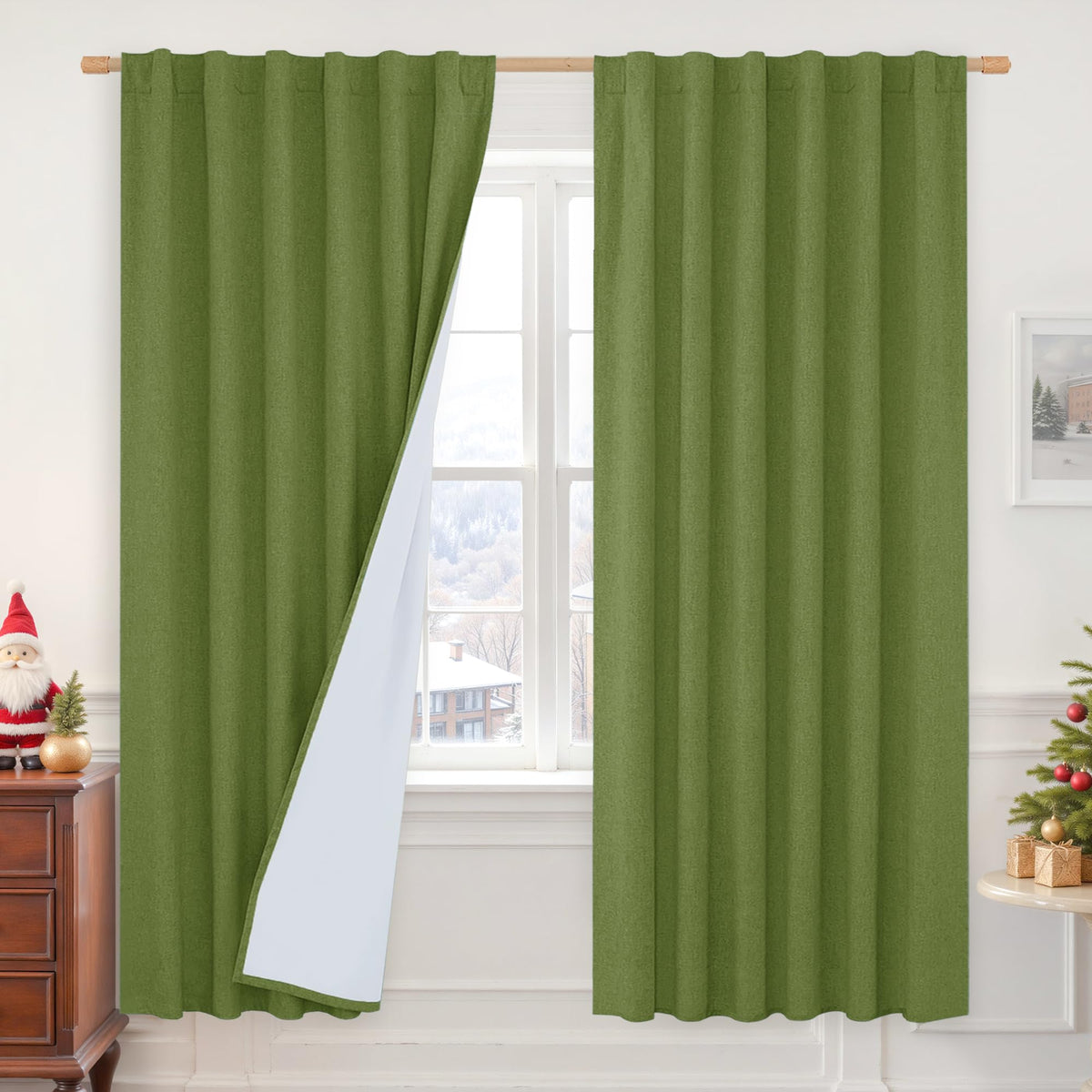 LAMIT 100% Blackout Short Linen Curtains for Cafe 40 Inch Length, Ivory