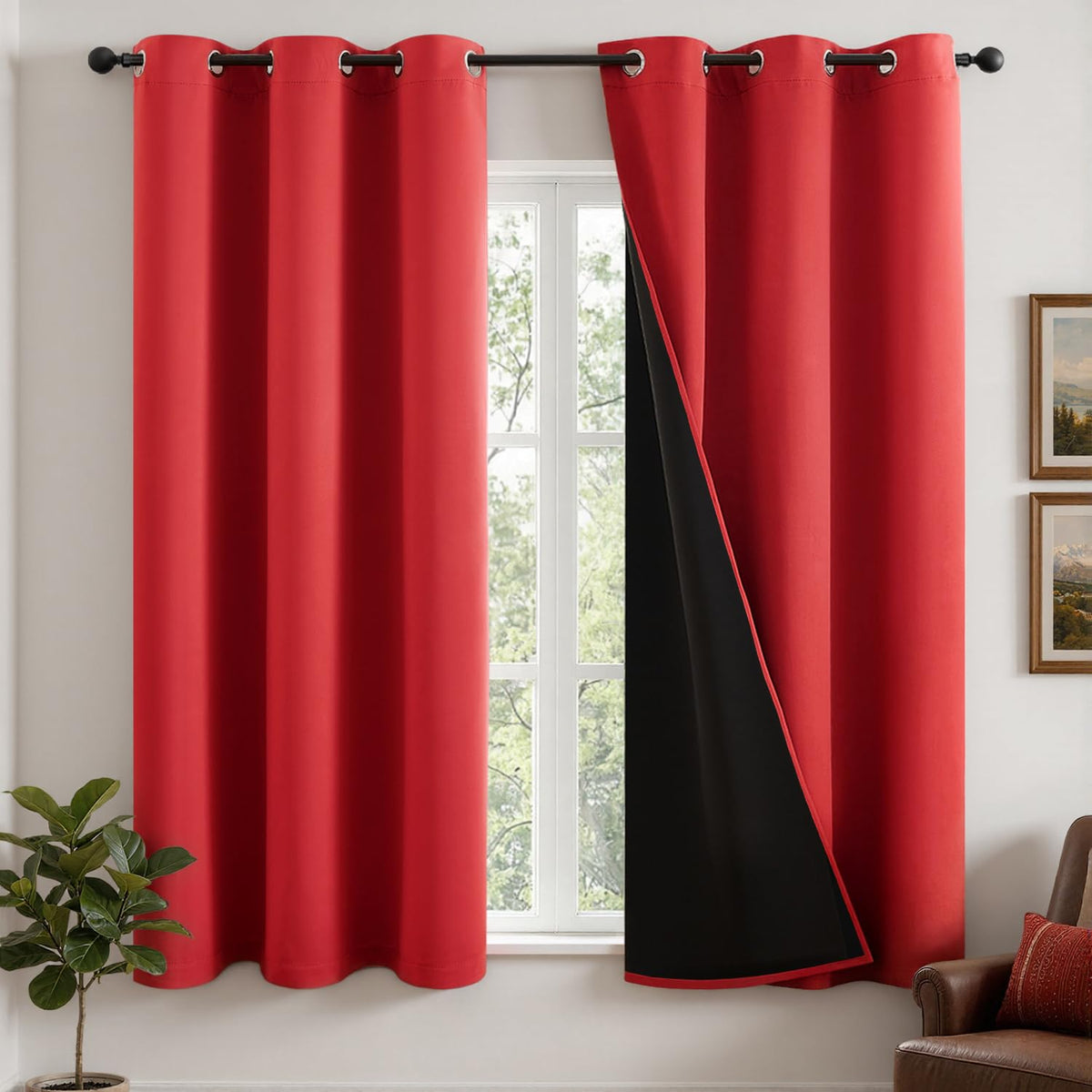 MIULEE Cream 100% Blackout Curtains for Bedroom 40x63 Inch Long