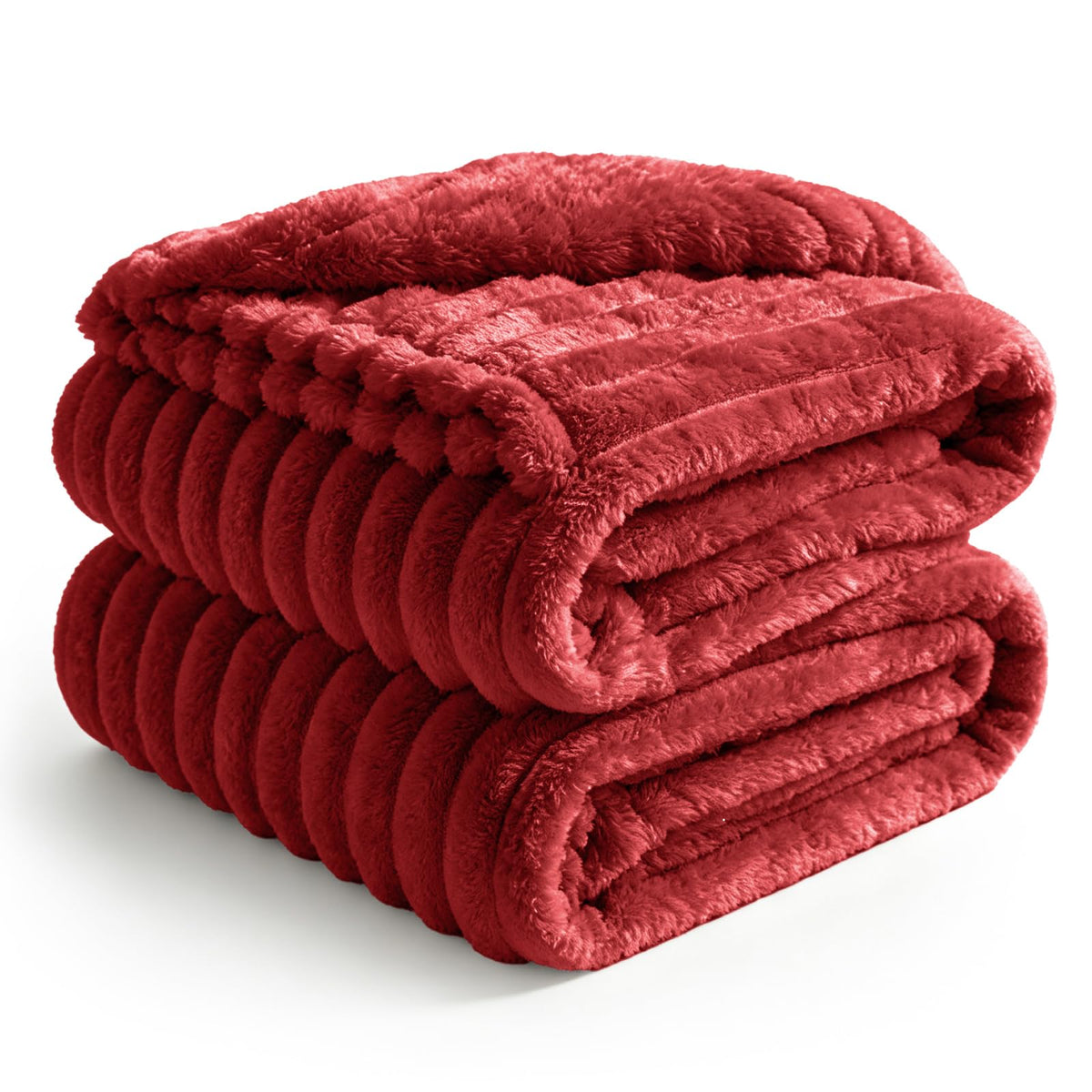 BEDELITE Ribbed Fleece Throw Blanket for Couch, Cream, 50"x60"