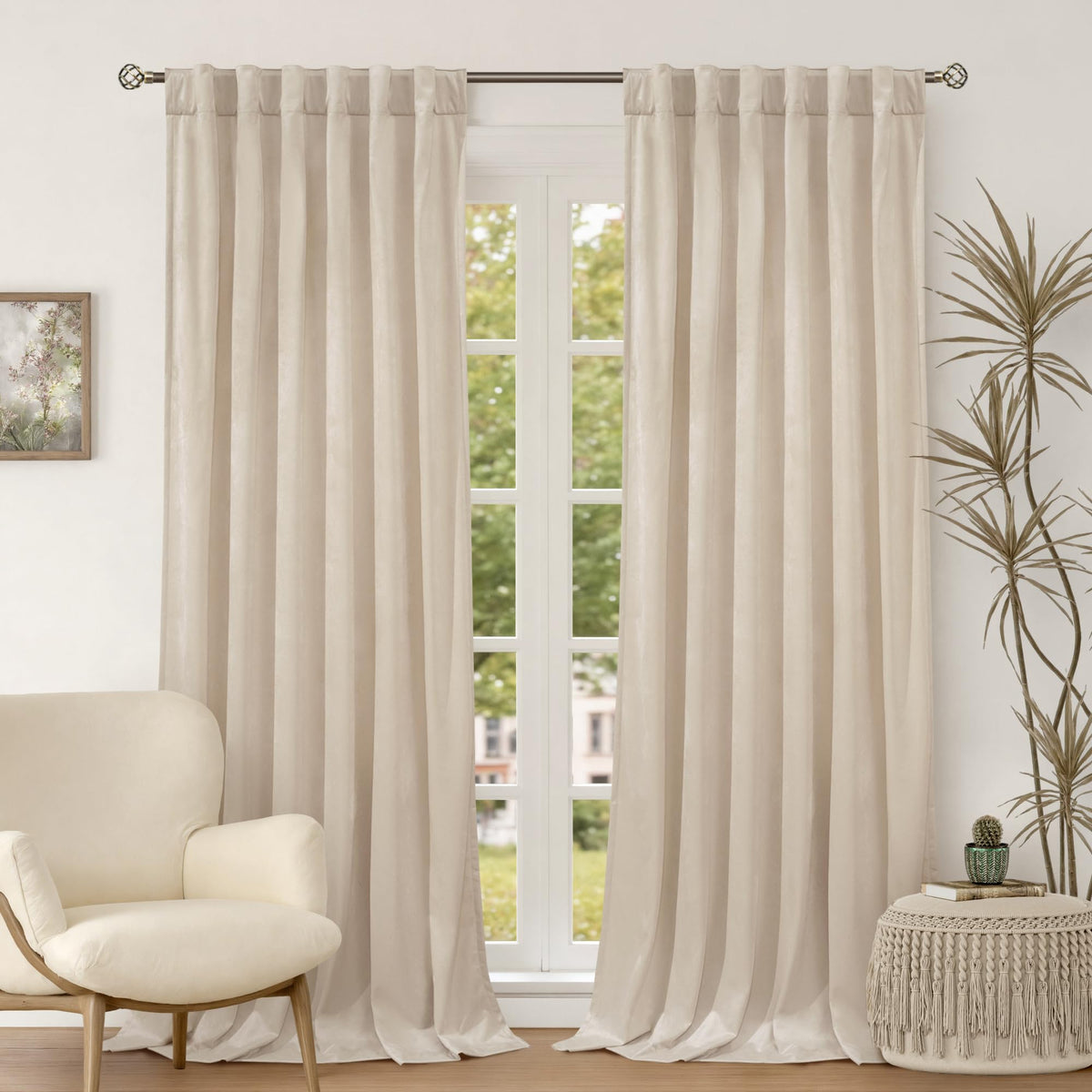 BGment Christmas Red Velvet Curtains 96 Inches for Living Room, Thermal Room Darkening Curtains Sound Reduce Drapes with Back Tab and Rod Pocket for French Door, 2 Panels, 52 x 96 Inch