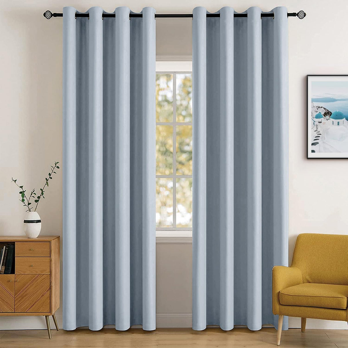 MIULEE Beige Blackout Bedroom Curtains Drapes 84 Inch Long 52"x84"