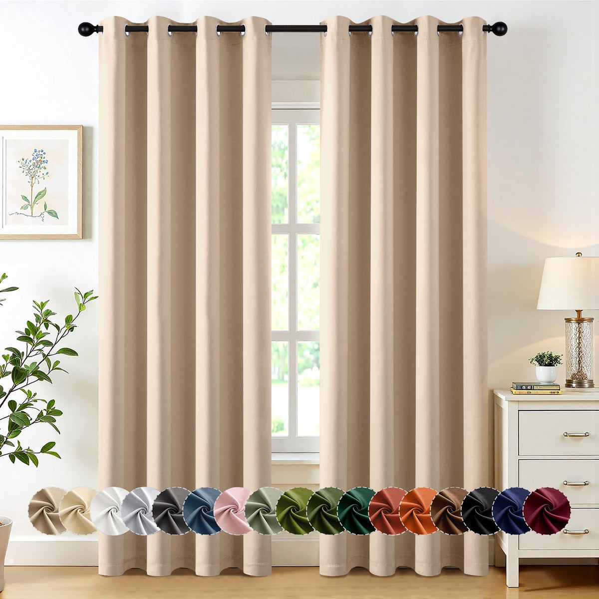 MIULEE Blackout Curtains for Bedroom 2 Panels 40 x 84 Inch Long Black