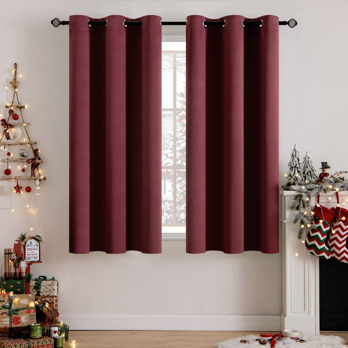MIULEE Beige Blackout Bedroom Curtains Drapes 84 Inch Long 52"x84"
