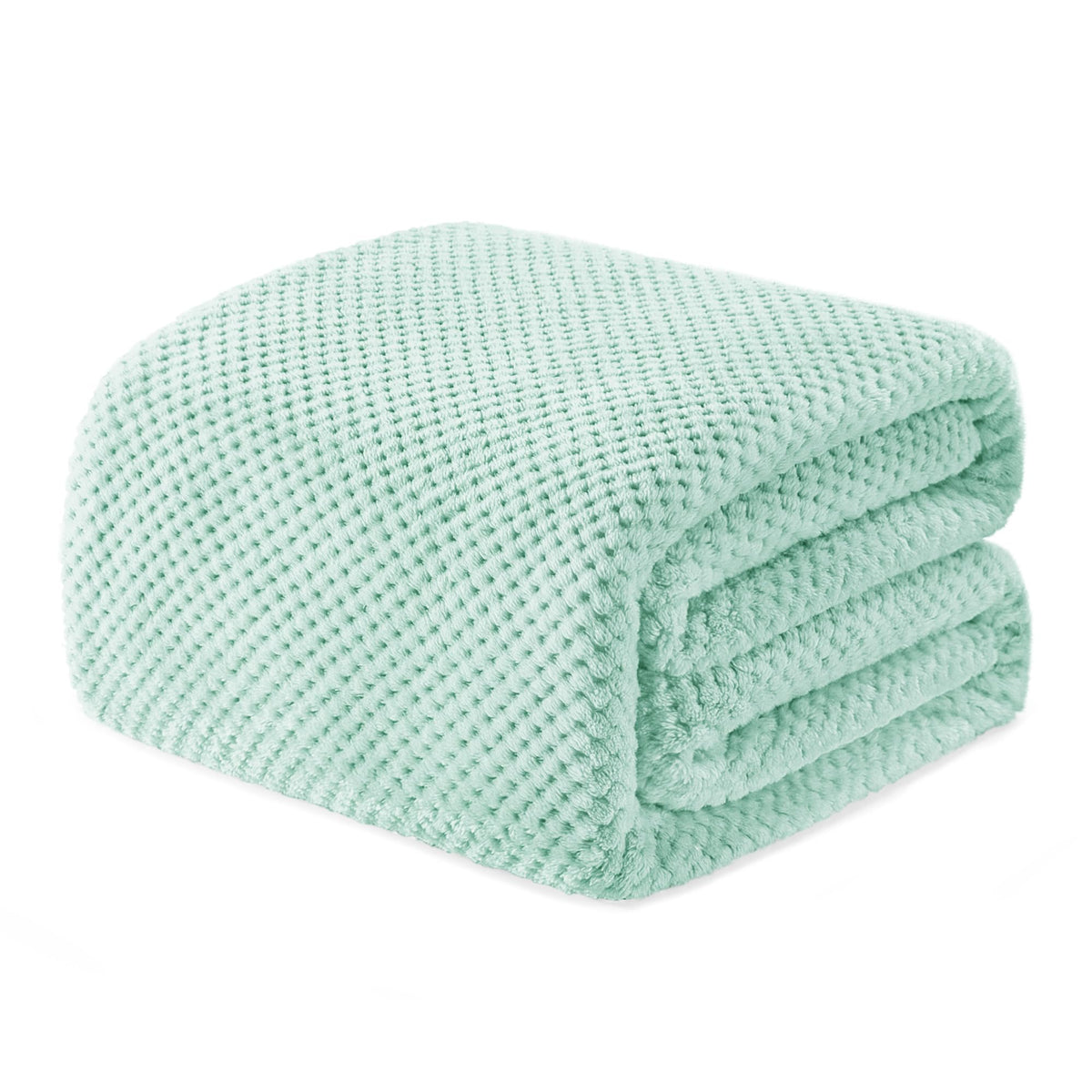 Exclusivo Mezcla Large Waffle Fleece Throw Blanket for Couch, Slate Blue