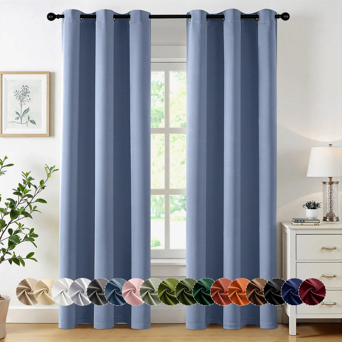 MIULEE Blackout Curtains for Bedroom 2 Panels 40 x 84 Inch Long Black