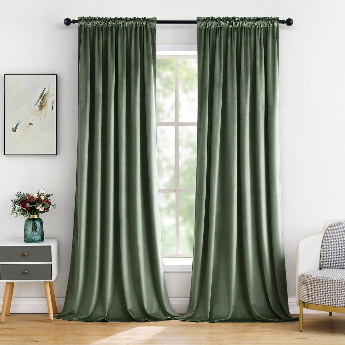 MIULEE Dusty Rose Pink Velvet Room Darkening Curtains for Bedroom W52 x L84