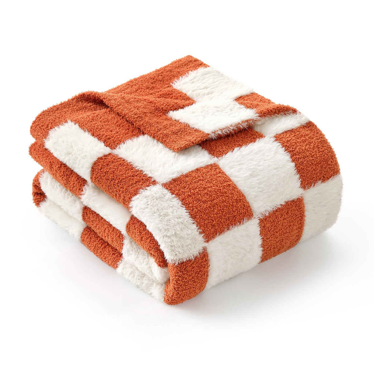 Snuggle Sac Fall Checkered Throw Blanket Faux Fur Microfiber Blankets for Couch,Cozy Soft Warm Blanket for Sofa Bedroom Living Room,Beige Checker,50x60 inches