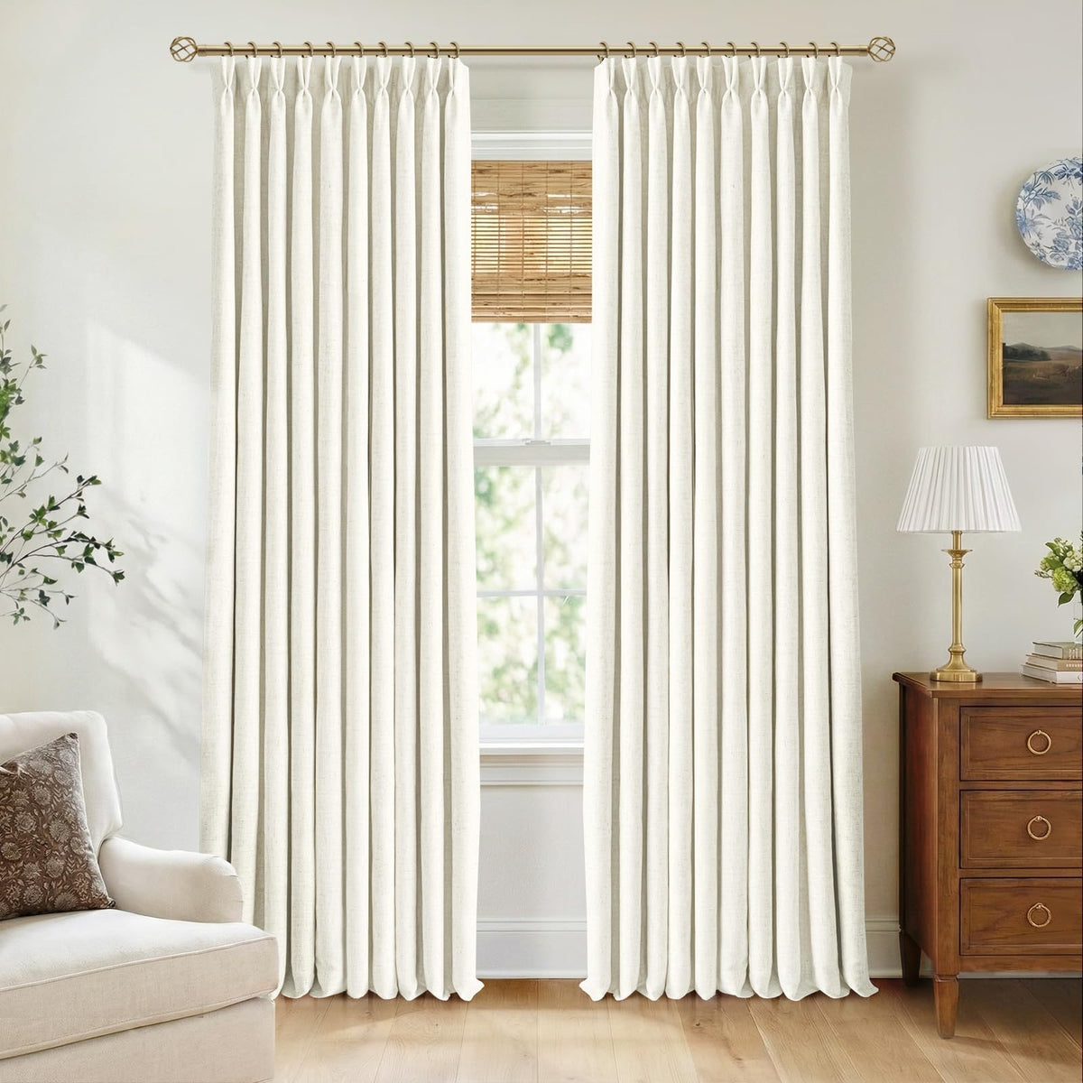 CAPALOCA Extra 70 Inch Wide Linen 100% Blackout Curtains 84 Inch Long
