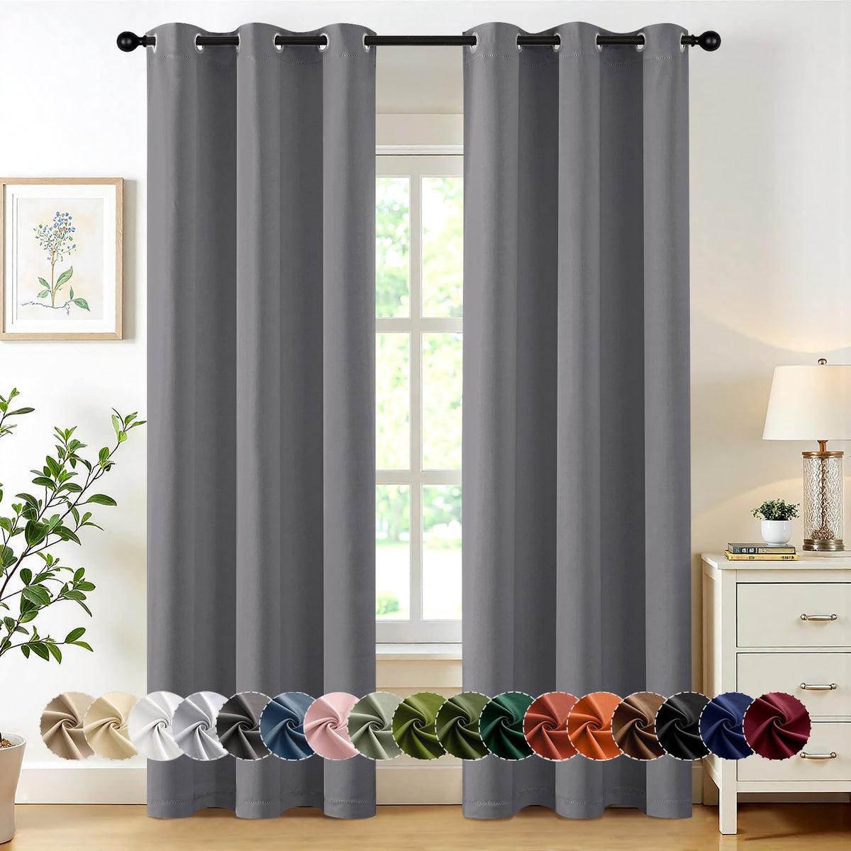 MIULEE Blackout Curtains for Bedroom 2 Panels 40 x 84 Inch Long Black