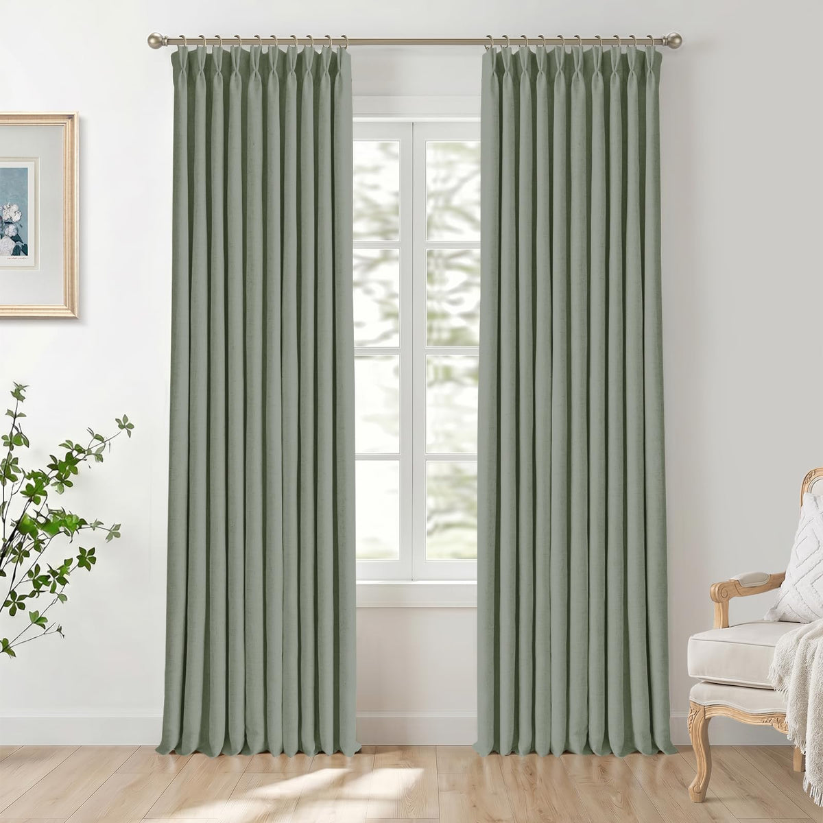 CAPALOCA Extra 60 Inch Wide Linen 100% Blackout Curtains 96 Inch Long